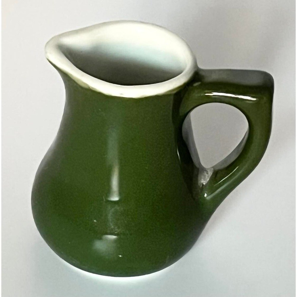 Bavaria Imported by Nerlich & Co Vintage 2.25" Green Creamer White Inside